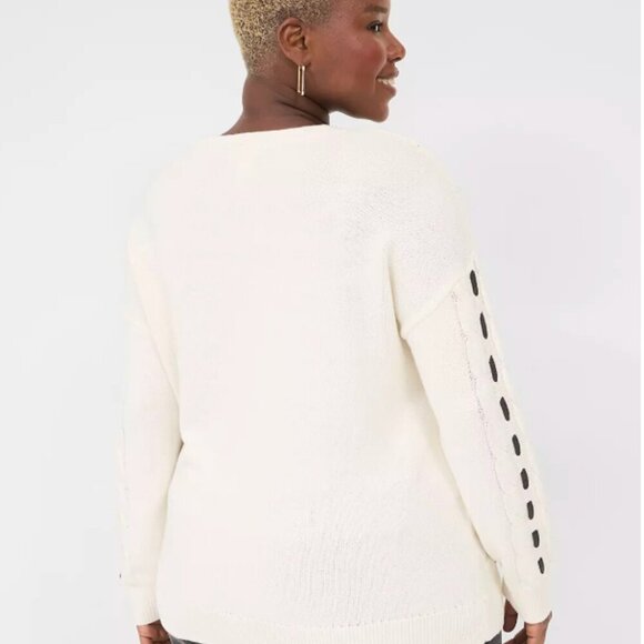 Lane Bryant Crew-Neck Contrast-Stitch Sweater Size 26/28 - Picture 3 of 11